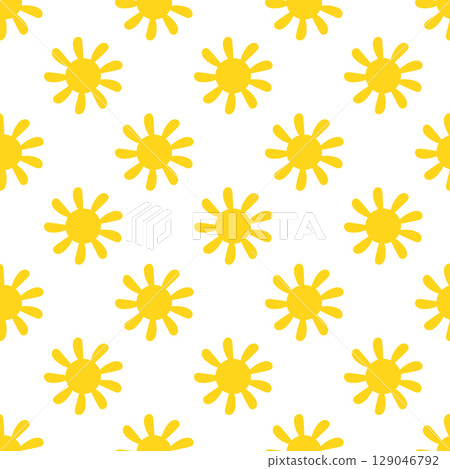 Seamless Pattern with Cute Sun. Vector flat illustration. Seamless Pattern with Cute Sun. Vector flat illustration. 129046792