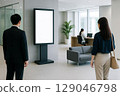 Office lobby and digital signage 129046798