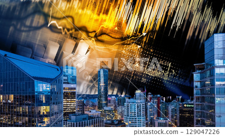 businessman hand writing on paper with graph chart and pen on city background with city buildings, skyscrapers and skyscrapers businessman hand writing on paper with graph chart and pen on city background with city buildings, skyscrapers and skyscrapers 129047226