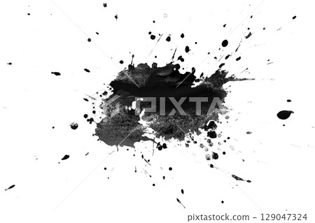 Black splash watercolor brush isolated on transparent background 129047324