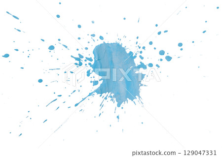 Light blue splash watercolor brush isolated on transparent background 129047331