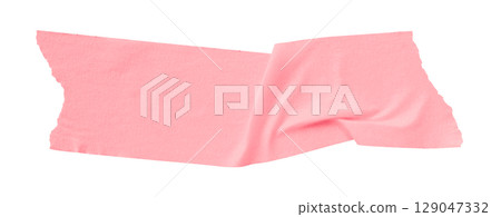 pink crumpled torn tape isolated on transparent background 129047332