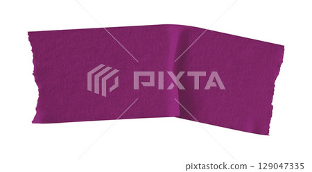 purple crumpled torn tape isolated on transparent background 129047335