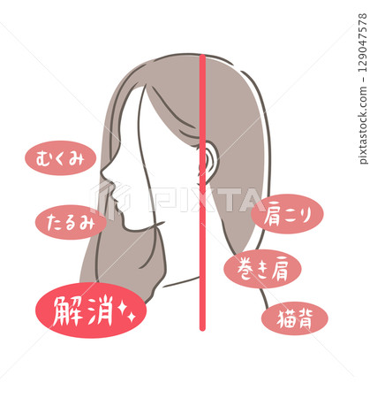Bust-up illustration of a woman with good posture 129047578