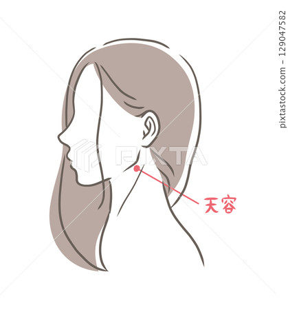 一位女性側面的半身像插圖 一位女性側面的半身像插圖 129047582