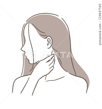 放鬆胸鎖乳突肌的女性插畫素材 放鬆胸鎖乳突肌的女性插畫素材 129047585