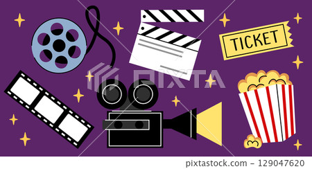 Cinema doodle collection 129047620