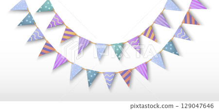Party bunting garland with triangular flags 129047646