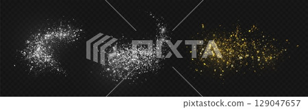 Dust particles explosion with shimmer effect 129047657