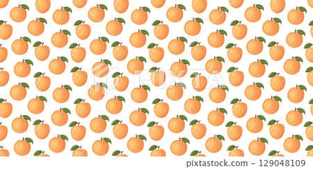 Peach pattern seamless illustration with fresh fruit design 129048109