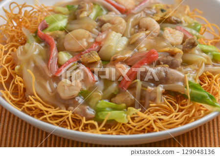 Nagasaki Sara Udon noodles with plenty of ingredients Nagasaki Sara Udon noodles with plenty of ingredients 129048136