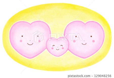 Cute heart family (yellow background) Cute heart family (yellow background) 129048256
