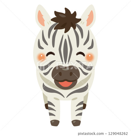 從正面看一隻微笑的斑馬的插圖 129048262