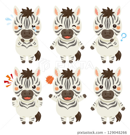 Zebra character illustration facial expression set Zebra character illustration facial expression set 129048266