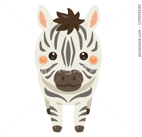 Illustration of a zebra seen from the front Illustration of a zebra seen from the front 129048288