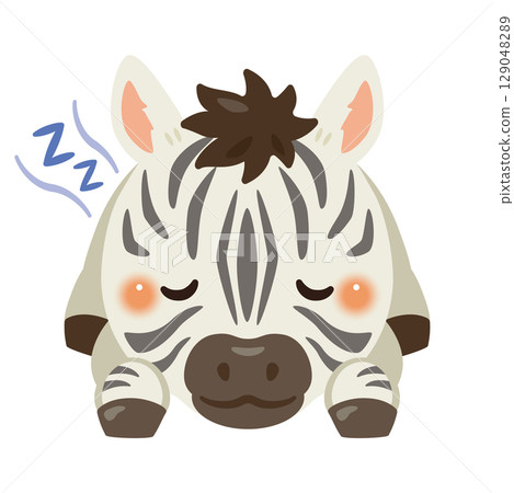 Illustration of a zebra sleeping face down 129048289