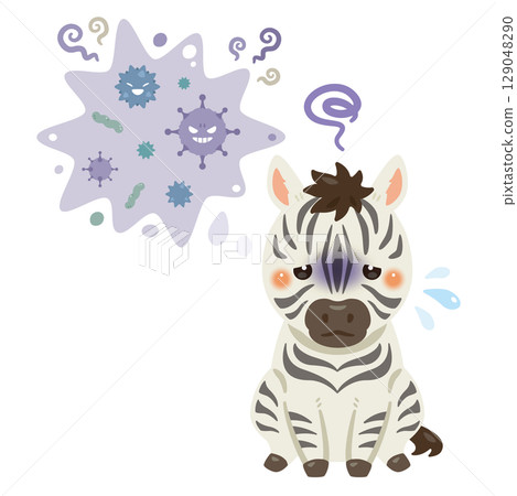 Illustration of a sick zebra Illustration of a sick zebra 129048290