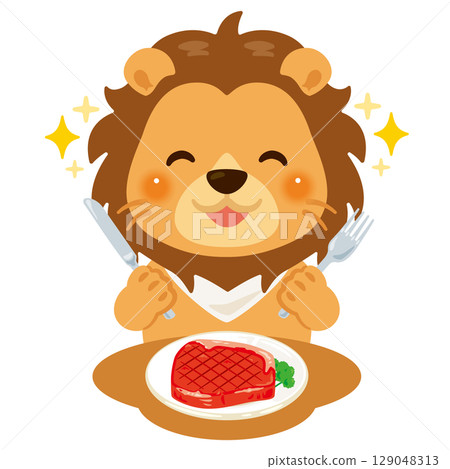 Character illustration of a eating lion Character illustration of a eating lion 129048313