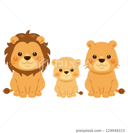 坐著的獅子家族插圖 129048315