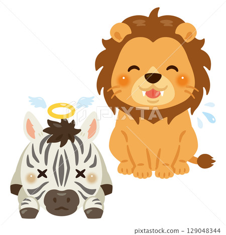 Illustration of a lion hunting 129048344