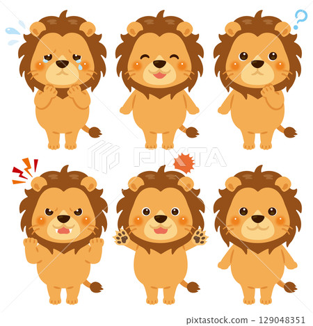 獅子人物插圖臉部表情集 獅子人物插圖臉部表情集 129048351