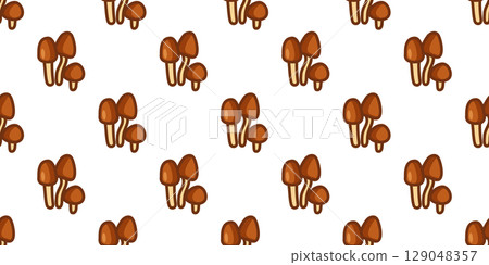 Seamless Cartoon Mushroom Pattern Design 129048357