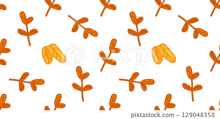 Seamless Autumn Leaf Branch Pattern 129048358