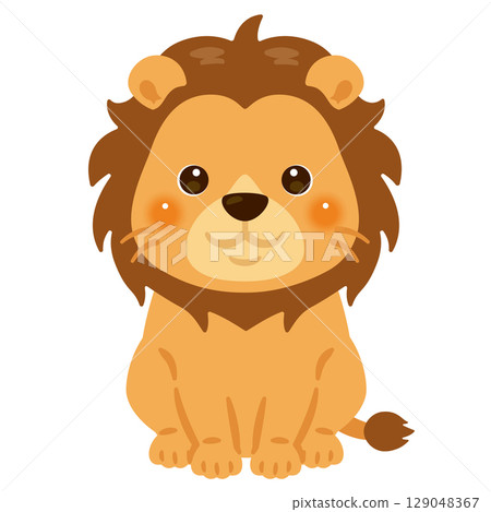 Illustration of a sitting lion 129048367