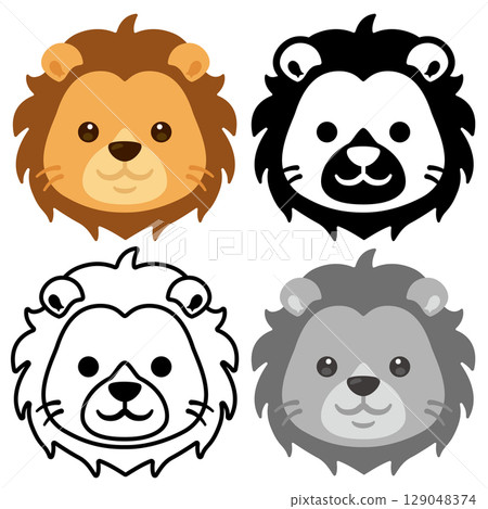 Lion face icon set Lion face icon set 129048374
