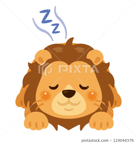 獅子趴著睡覺的插圖 獅子趴著睡覺的插圖 129048376