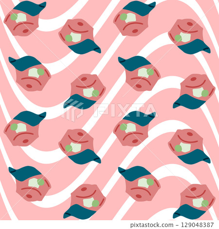Seamless Baseball Cap Pattern Design 129048387
