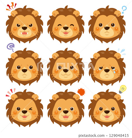 獅子插圖集 - 僅限臉部表情 獅子插圖集 - 僅限臉部表情 129048415