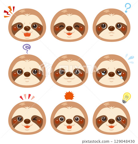 樹懶插圖集 - 僅限臉部表情 129048430