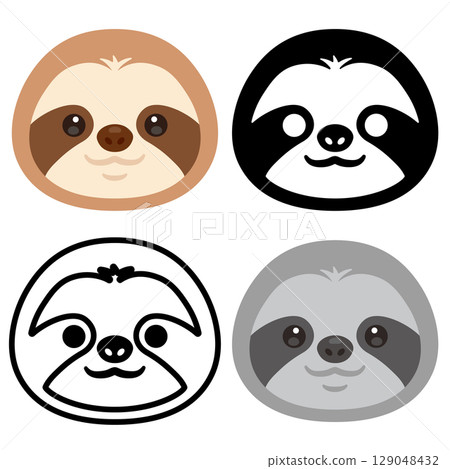 Sloth face icon set Sloth face icon set 129048432