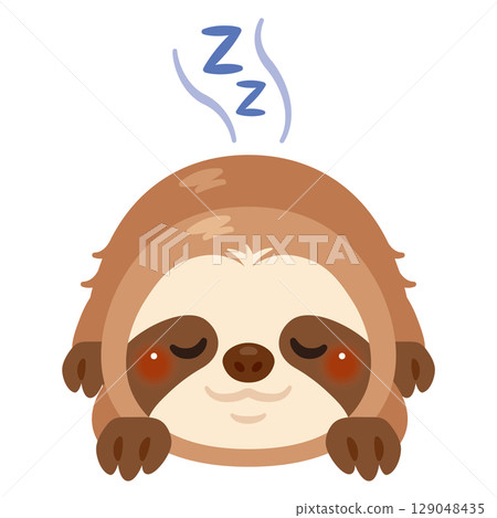 Illustration of a sloth sleeping face down 129048435