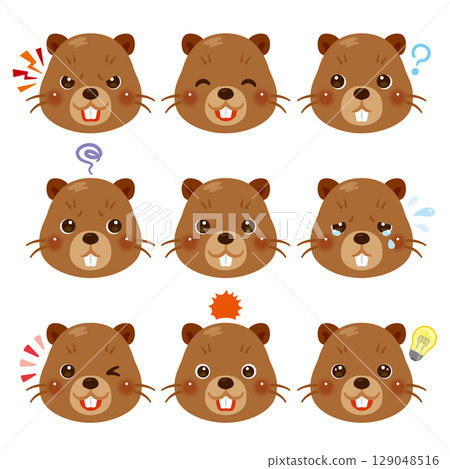 Beaver illustration set - facial expressions only 129048516