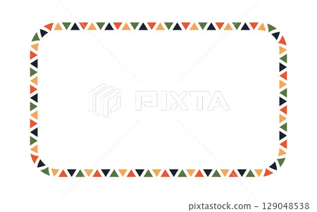 African pattern rectangle frame. Mexican ethnic motif border. Triangular ornament round frame. Sun stamp. African ethnic culture ornament Vector illustration isolated on white background African pattern rectangle frame. Mexican ethnic motif border. Triangular ornament round frame. Sun stamp. African ethnic culture ornament Vector illustration isolated on white background 129048538