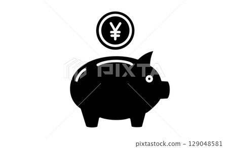 顯示儲蓄和儲蓄的存錢筒插圖圖標 129048581
