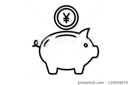 Piggy bank illustration icon showing savings and savings Piggy bank illustration icon showing savings and savings 129048670