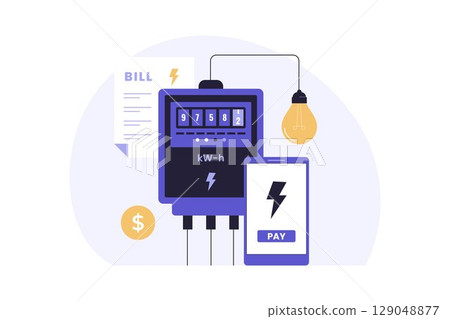 Electricity Meter Bill Illustration 129048877