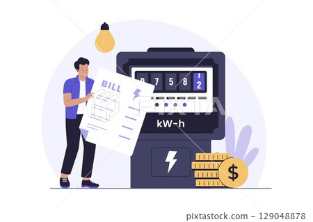 Man Checking Electricity Bill Illustration Man Checking Electricity Bill Illustration 129048878
