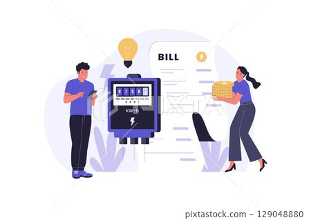 Electricity Bills Management Illustration Electricity Bills Management Illustration 129048880