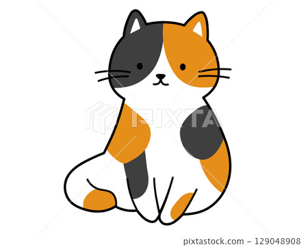Illustration of a sitting calico cat Illustration of a sitting calico cat 129048908