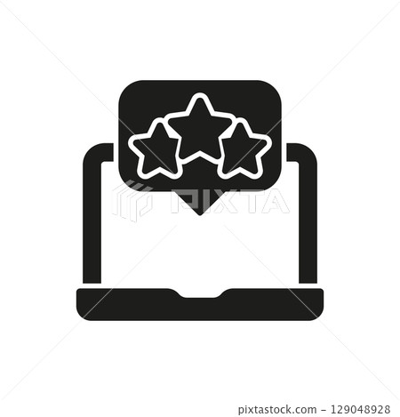 Laptop With Star Review Solid Icon. Customer Feedback, Rating System, And Quality Evaluation Silhouette Symbol. Online Review And Reputation Management. Isolated Vector Illustration Laptop With Star Review Solid Icon. Customer Feedback, Rating System, And Quality Evaluation Silhouette Symbol. Online Review And Reputation Management. Isolated Vector Illustration 129048928
