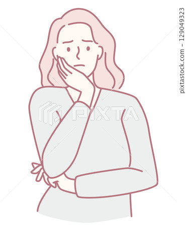 A Contemplative Woman Deep in Thought, Capturing the Essence of Mindfulness and Emotion 129049323