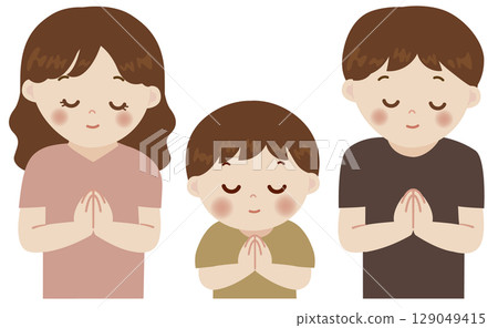 一家人一起禱告的插圖 129049415