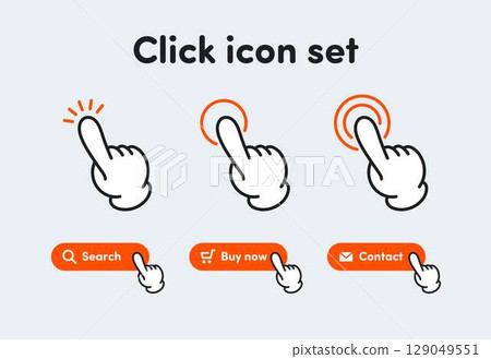 手指圖標集點擊按鈕 129049551