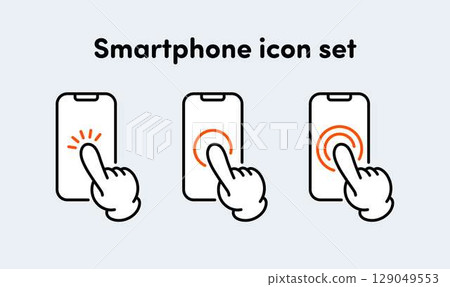 finger icon set clicking button finger icon set clicking button 129049553