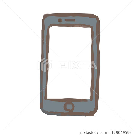 Simple hand-drawn line illustration of a smartphone 129049592