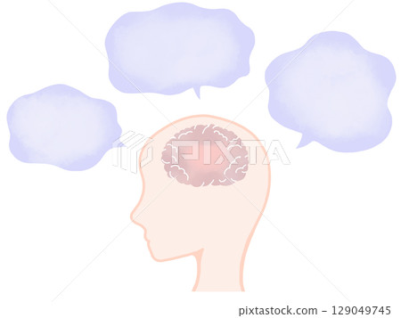 Brain fatigue and headaches: A tired brain and a fuzzy speech bubble Brain fatigue and headaches: A tired brain and a fuzzy speech bubble 129049745